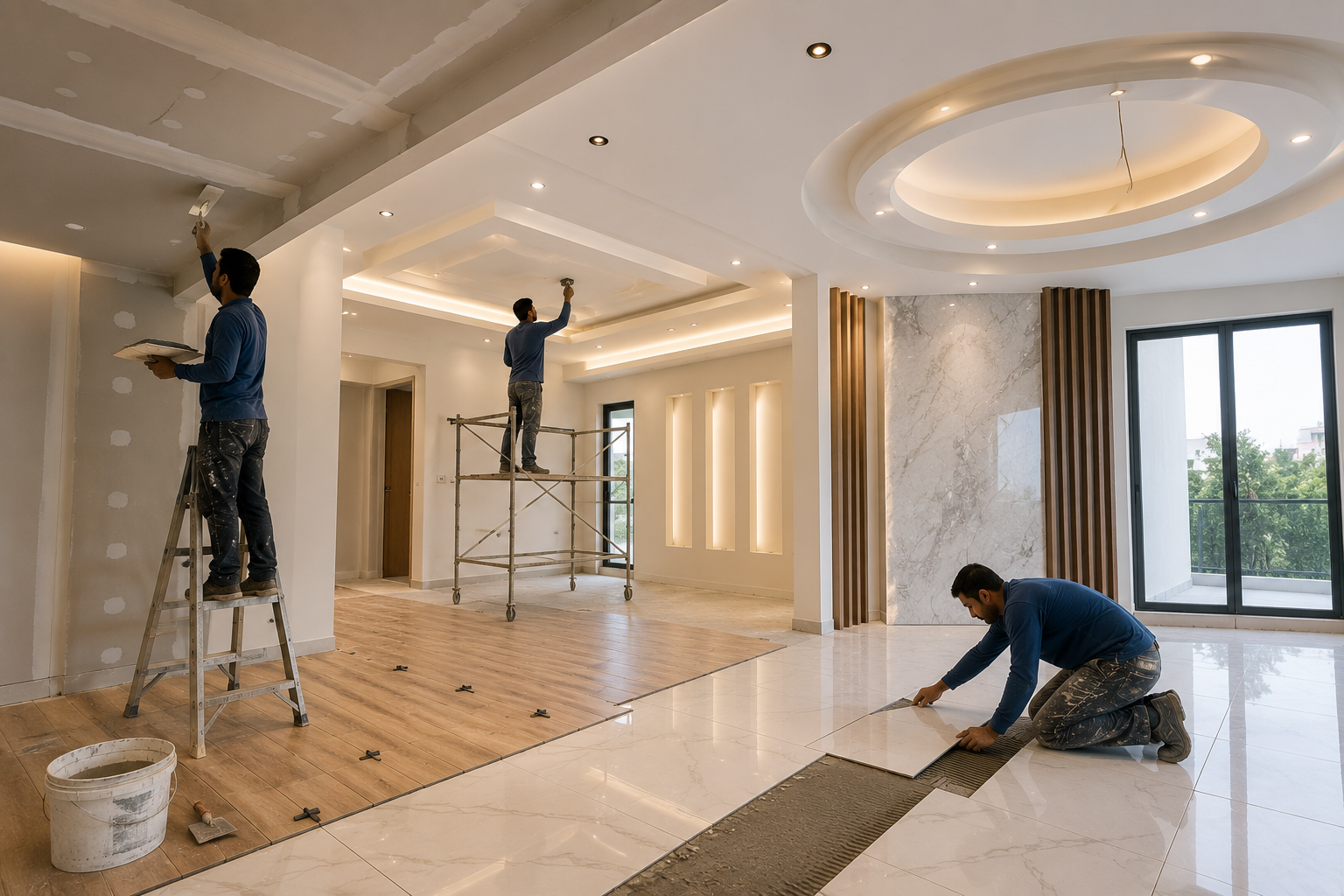 Gypsum, Ceiling & Flooring Works service