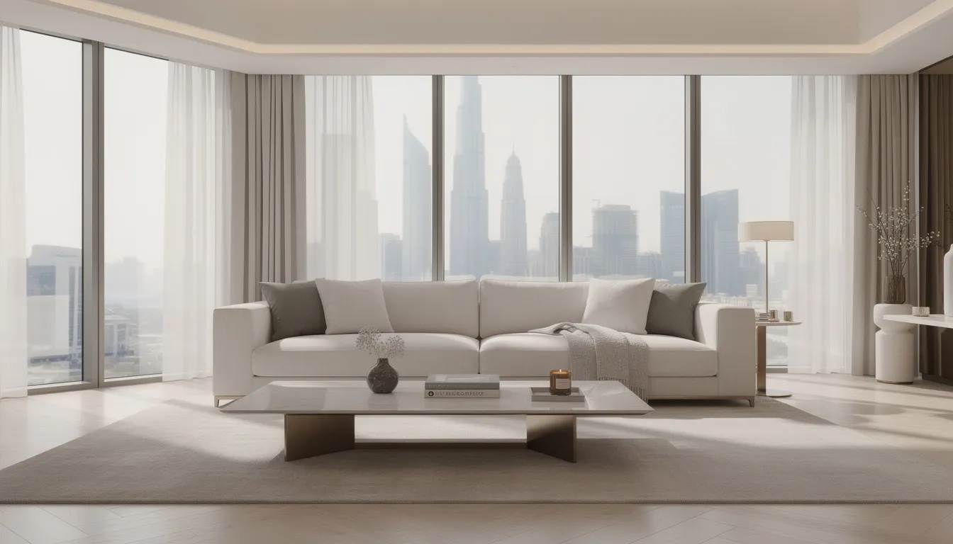 Sparkling clean apartment living room in Dubai