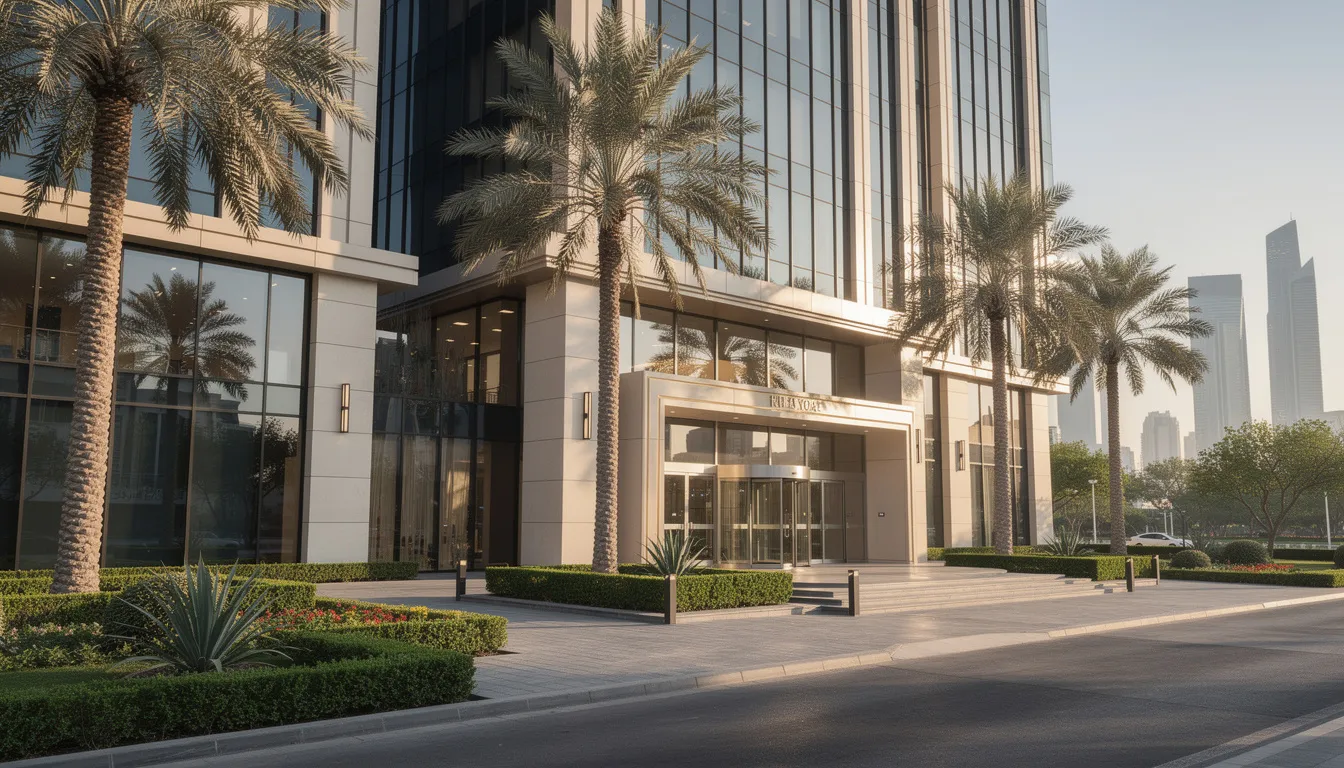 Modern commercial building exterior in Dubai with excellent maintenance