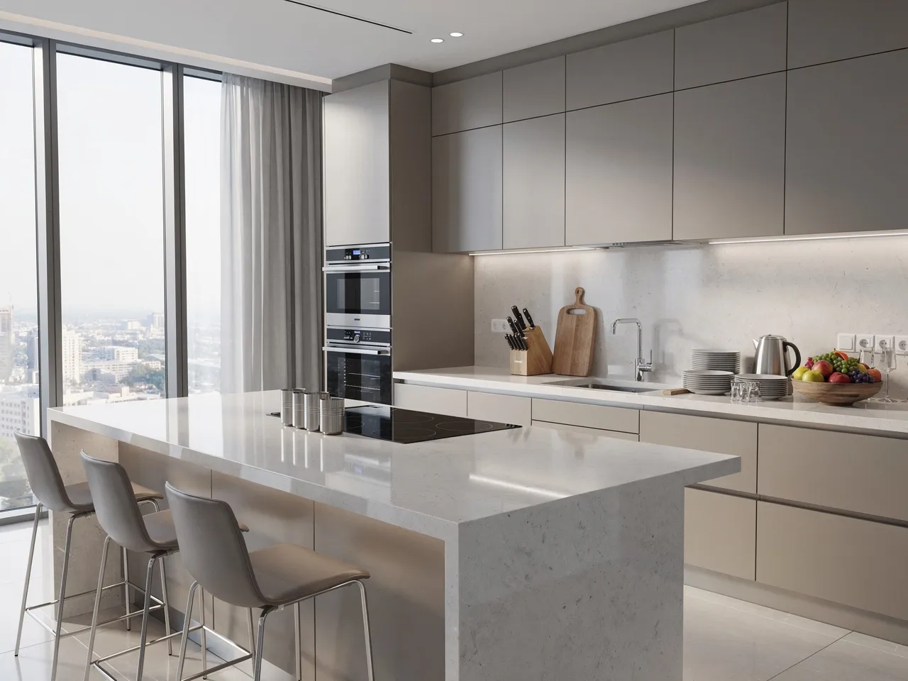 Immaculate kitchen with gleaming surfaces after professional cleaning