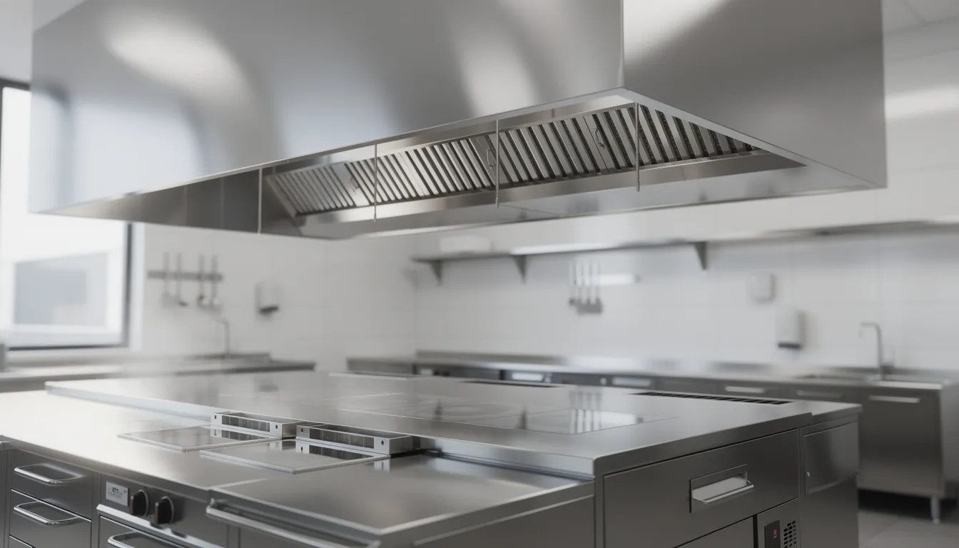 Spotlessly clean commercial kitchen hood