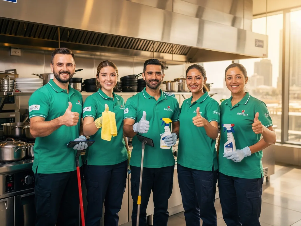 Professional kitchen cleaning team in Dubai