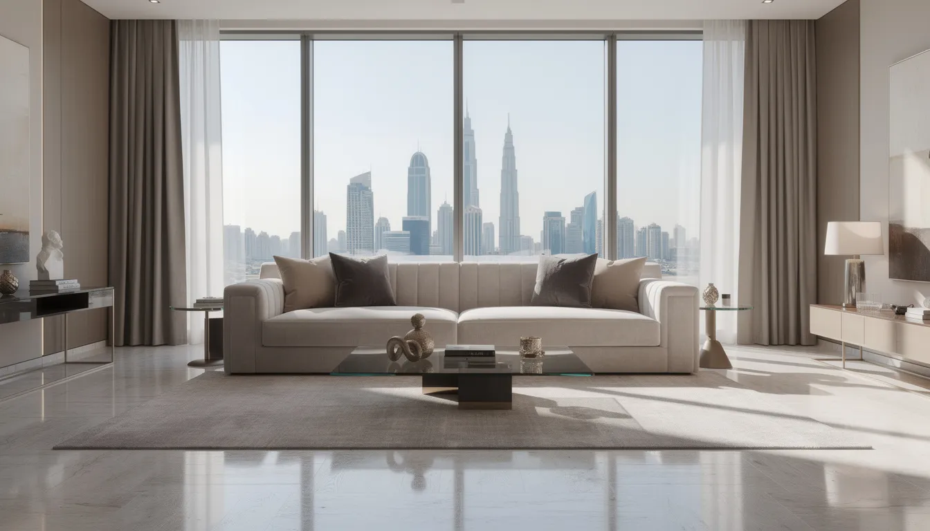 Beautifully cleaned modern sofa in Dubai living room